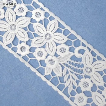 

5yards 6.9cm White african lace fabric ribbon DIY wedding decoration for home embroidery water-soluble lace cloth accessories