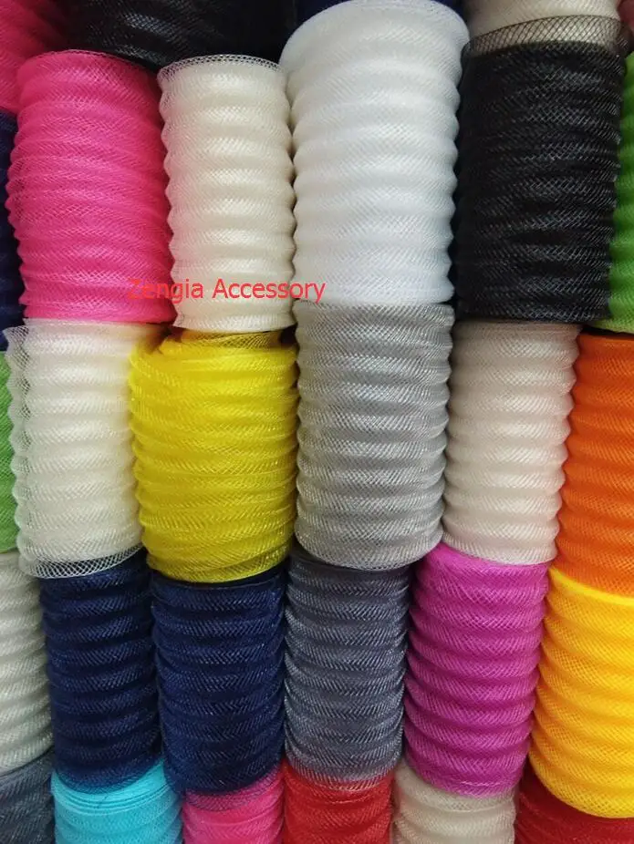 

2.8" 7cm Crushed Horse hair Crin Mesh Braids With Wave Garment Crinoline Mesh Fabric 100yard/lot