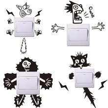 4 стиля с гальваническим рисунком животных забавная Наклейка виниловая переключатель двери наклейка на розетку спальни современные обои водонепроницаемый домашний декор