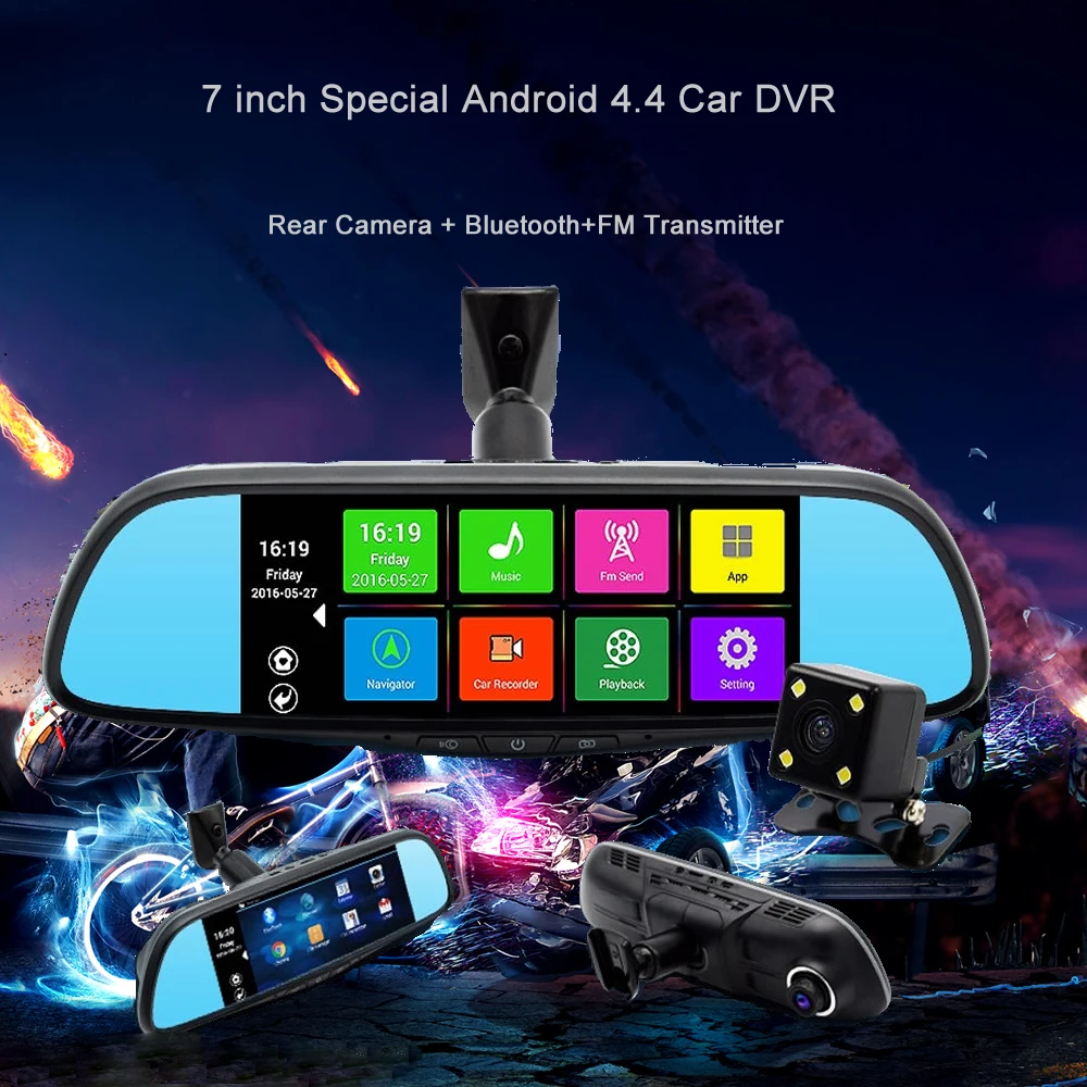 New 7 inch Special Android 4 4 font b Car b font DVR Dual Lens Full