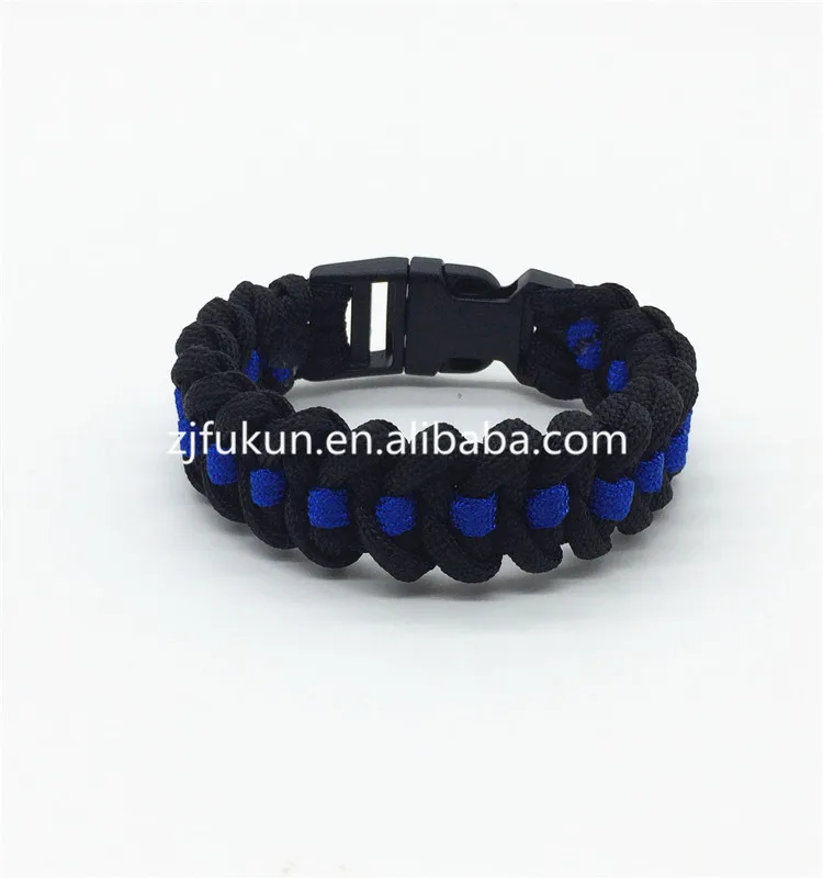 Wholesale Police Thin Blue Line Series Survival Paracord Bracelet 7 Strand Weave Patriot ...