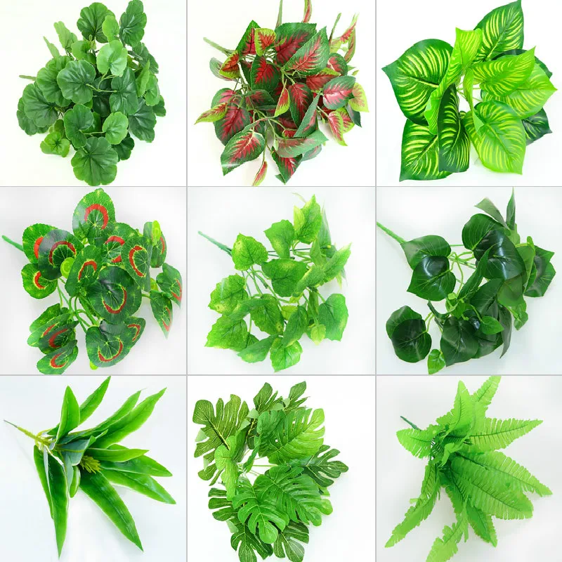 New 1pcs Artificial Plastic Plants Leaves Simulation Leaf for Wedding