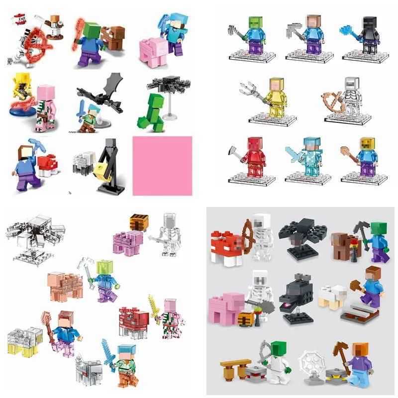 Enlighten Mine World font b Minecrafted b font Pocket Minifigures Building Blocks Bricks My Craft Crystal