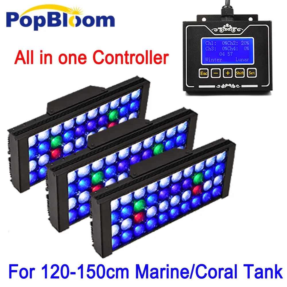 

Popbloom Aquarium Led light Fish Tank Lamps Full Specturm UV Led Lignting High Penetration 48 inch Tank Daisy-chain MH3BP3