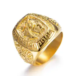 Нержавеющая сталь Панк Байкер золотые кольца для Для мужчин резьба слово благословения кольцо в стиле хип-хоп группы винтажное свадебное