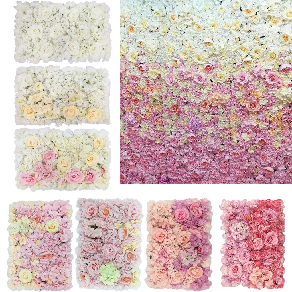 

Artificial Flower Wall Panels Wedding Venue Decor Gradient Color