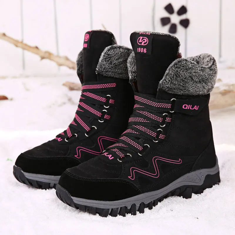 MWY/зимняя обувь; теплая Женская Повседневная обувь; zapatillas mujer Deportiva; кроссовки с высоким берцем; удобная обувь на толстой подошве - Цвет: Черный