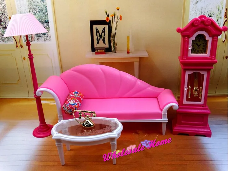 Online Get Cheap Barbie Room Furniture -Aliexpress.com Alibaba Group Pink Sofa Floor Lamp Clock Set / Dollhouse Living Room Furniture Accessories Tee Table For Barbie - Online Get Cheap Barbie Room Furniture -Aliexpress.com Alibaba Group