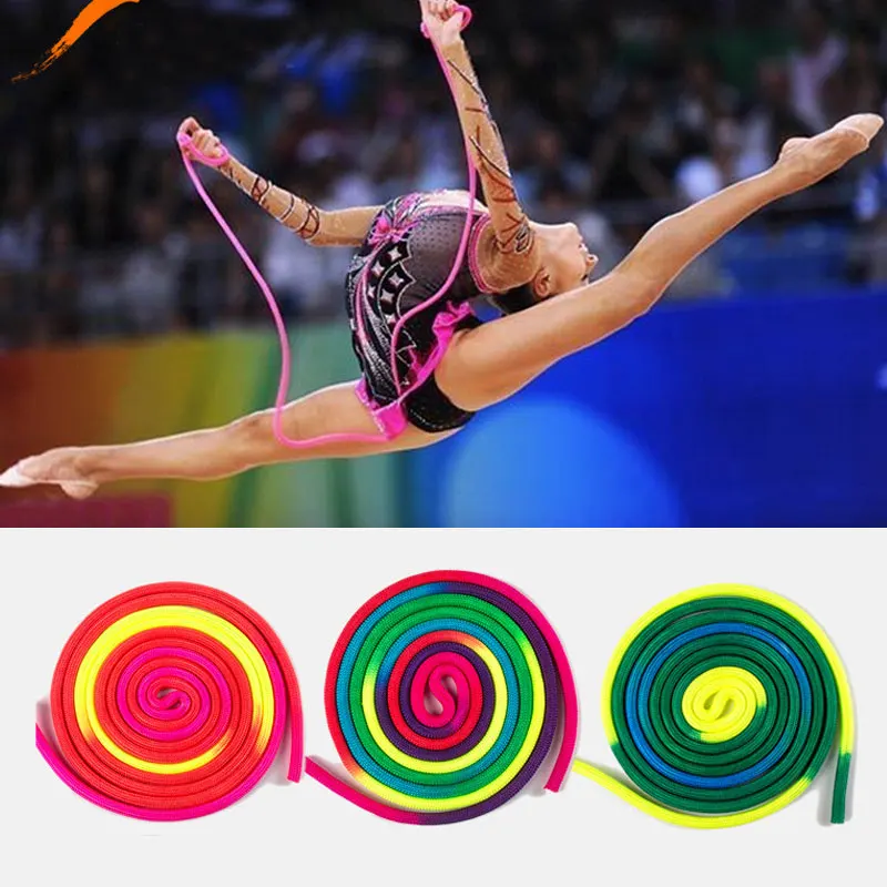 

Rainbow Gradual Change Artistic Gymnastics Rope Training Competition Special Gymnastics Rope Professional Sports Rope 3 meters A