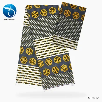 

LIULANZHI Latest Chiffon Prints Fabric Wax Parttern Design African Chiffon Fabric for Dress 4+2 yards ML9X12