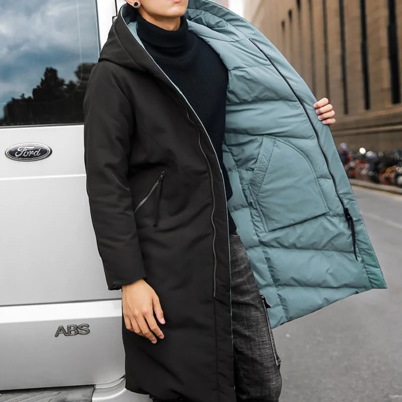 

NO.1 DARA 2018 down jacket men brand clothing long winter thick warm duck down jacket male Winter Jacket men Wear on both side