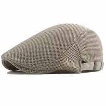 Новая летняя мужская Кепка для газетчика, сетчатая Кепка для гольфа, плоский берет для вождения, черный, серый, белый, хаки, кофейный