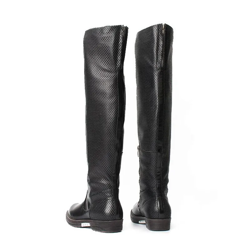 Encima A Genuino Hecho La Plush Negro Alta Del black Mano Jady Invierno Hueco Botas Cuero Las Rodilla Otoño Rosa Negro E Por Muslo De Lining Mujer Mujeres CqawE6tE