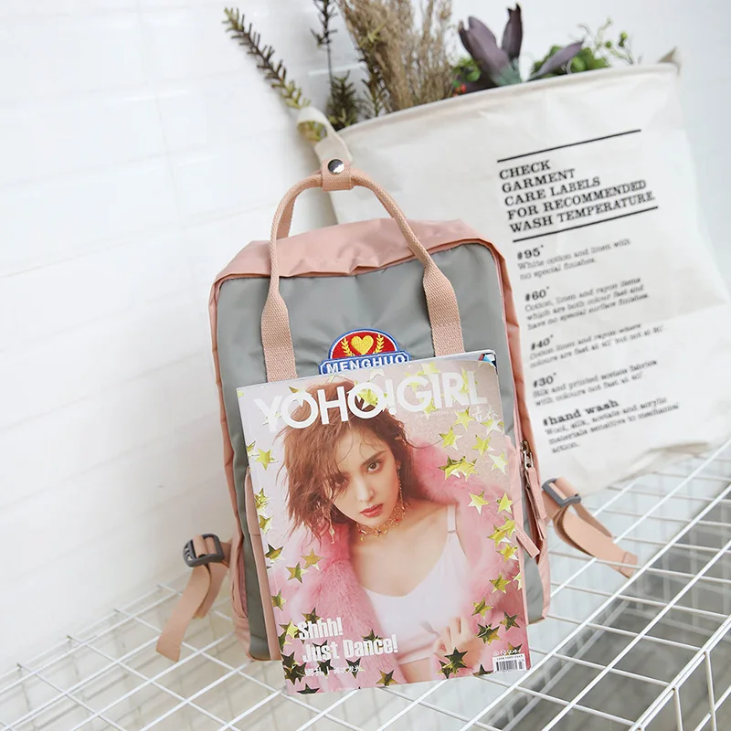 MENGHUO Panelled 2018 Women Canvas Backpack School bag for Girl Ladies Teenagers Casual Travel bags Schoolbag Backpack Mochila (40)