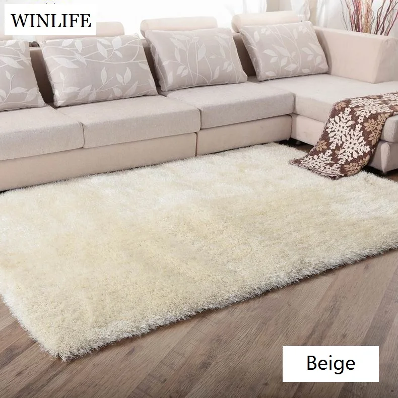 WINLIFE одноцветные лохматые ковры, европейский стиль, декоративные мягкие ковры, изящные Противоскользящие коврики для гостиной/спальни/отеля - Цвет: beige