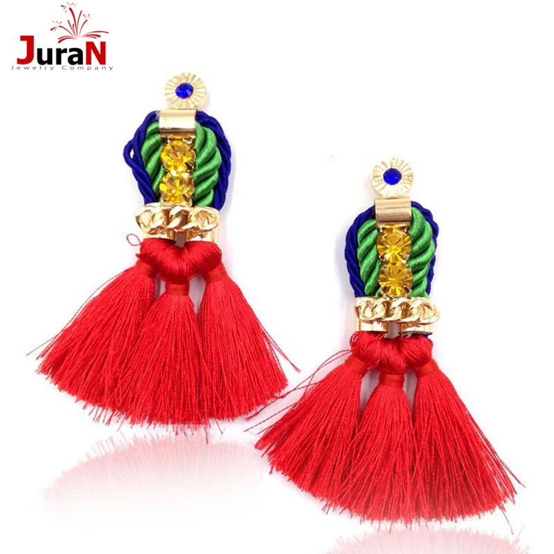 JURAN 2018 горячая Распродажа трендовые модные красные серьги с кисточками в виде