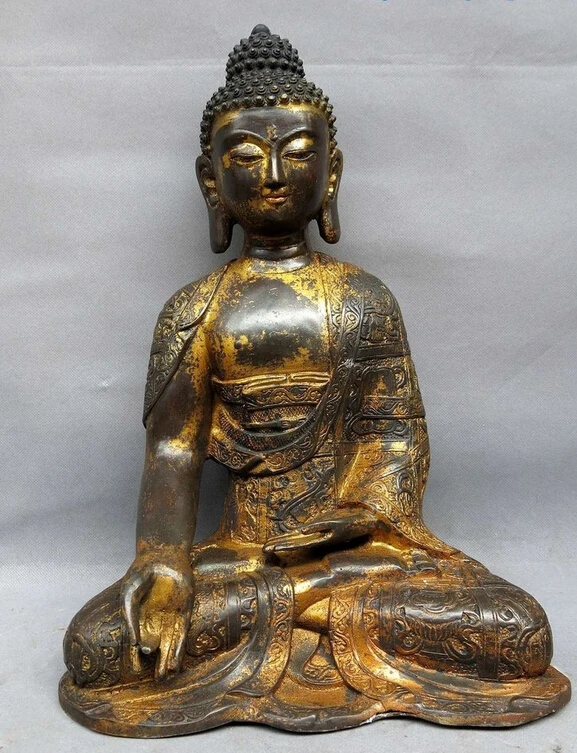 006862 16" China bronze gild sculpture copper buddhism eight treasures