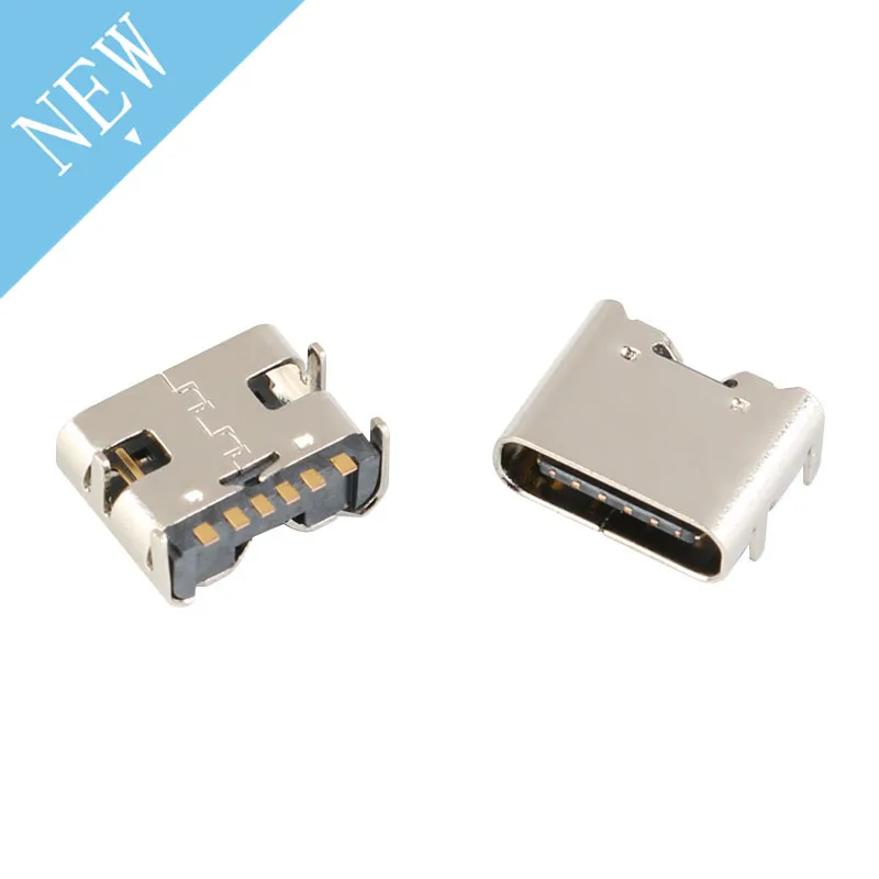 

10pcs/lot 6 Pin SMT Socket Connector Micro USB Type C 3.1 Female Placement SMD DIP For PCB design DIY high current charging
