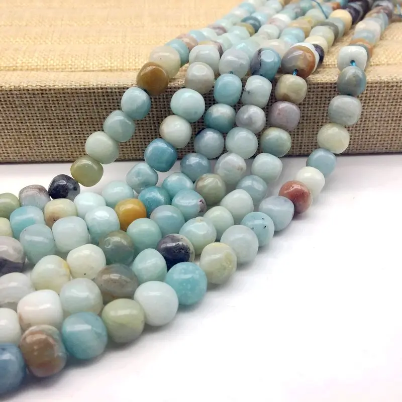 Natural Multi Color Amazonite Stone Beads Nugget 9 10 mm Spacer Beads