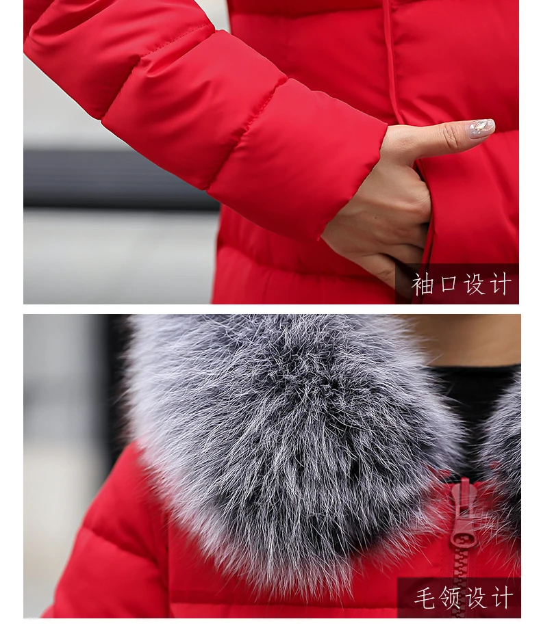 MANDADI winter clothes women fashion cotton padded winter coat women fur collar outerwear hooded print long jacket female