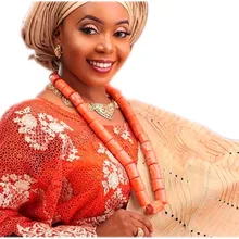 African Wedding Jewelry Sets Nature Coral Nigerian Beads Bridal Jewellery Set for Women Free Ship 2018 Big Design Necklace Set 2017 new design handmade coral beads statement necklace set nigerian wedding african beads lace jewelry set free shipping abk849