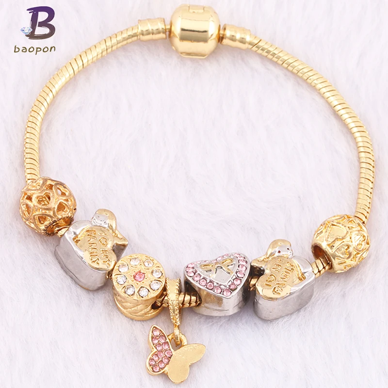 BAOPON хрустальные браслеты с бабочкой и браслеты золотого бренда женские украшения Pulseira Feminina
