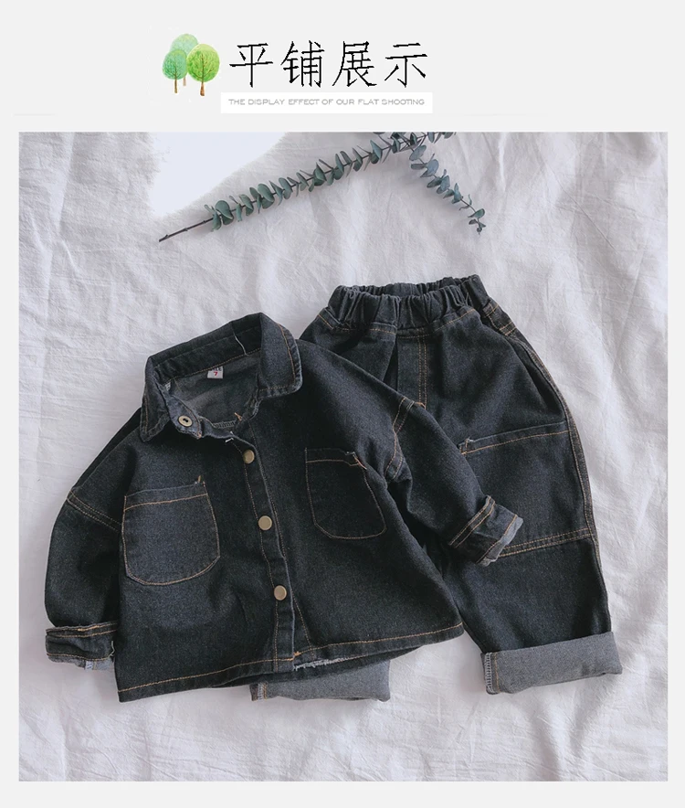 

2019 New Spring Item Girl Casual Jeans Suit Including Coat+Pant 2pcs Per Set