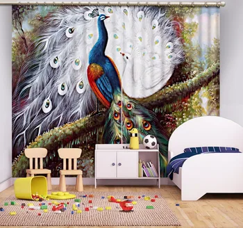 

3D Curtain Fashion Customized Beautiful Peacock Curtains For Bedroom New Custom 3D Beautiful Blackout Shade Window 3D Curtain