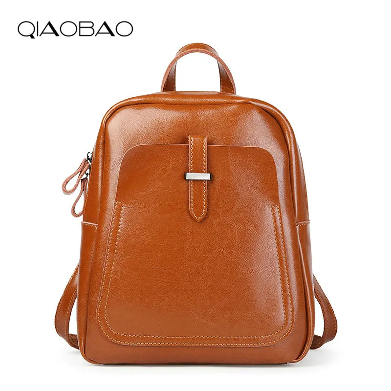 

QIAOBAO Korean Style Fashion Cowhide Backpack Women Genuine Leather Shoulder Bag Large Capacity School Backpacks for Girls