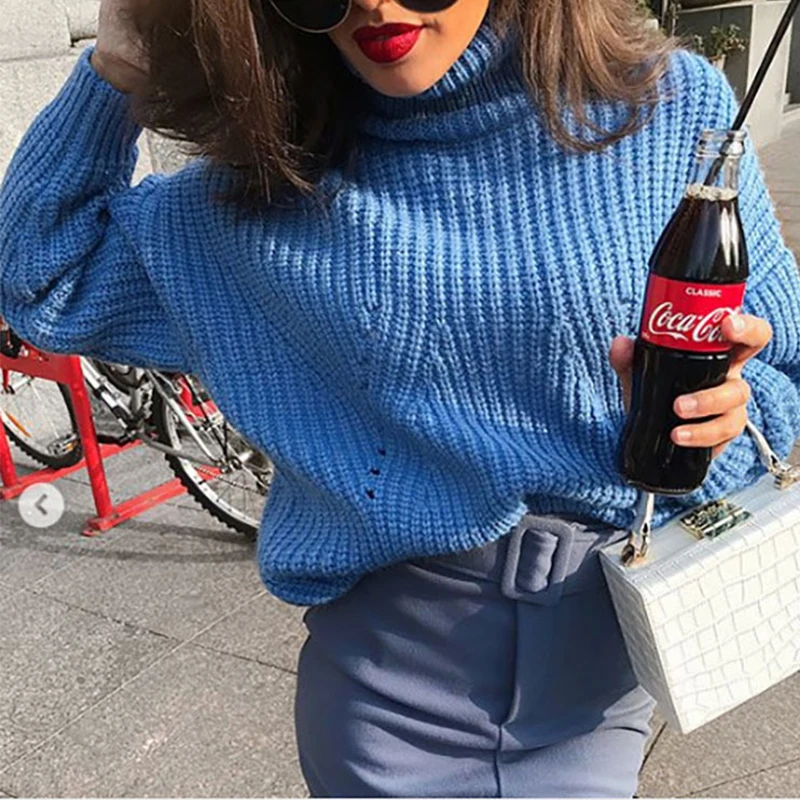 

WHOSONG Autumn Turtleneck Knitted Sweater Women Winter Long Sleeve Pullovers Jumpers Casual Streetwear Ladies Warm Sweaters