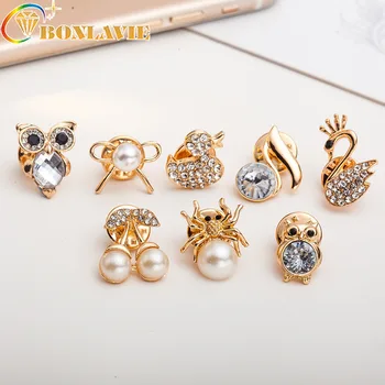 

8 Style Trendy Brooch Originality Crystal Animal Owl Duck Brooch Lovely Small Pins Women Clothing Accessories