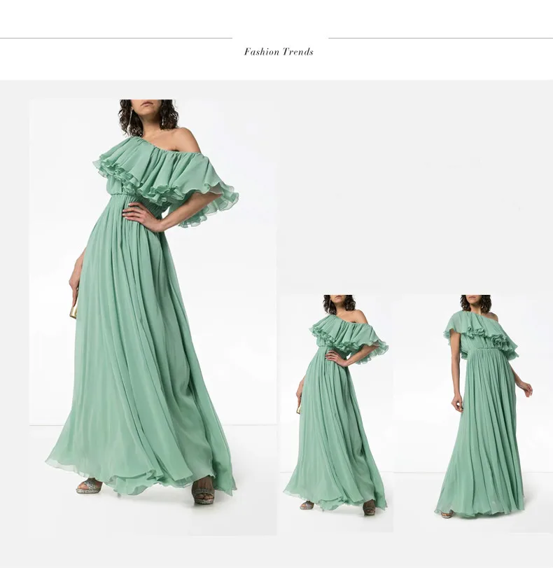 Женское платье vestido de festa, женское летнее платье, элегантный темперамент, наклонное плечо, тонкие, очень сказочные, Длинные вечерние