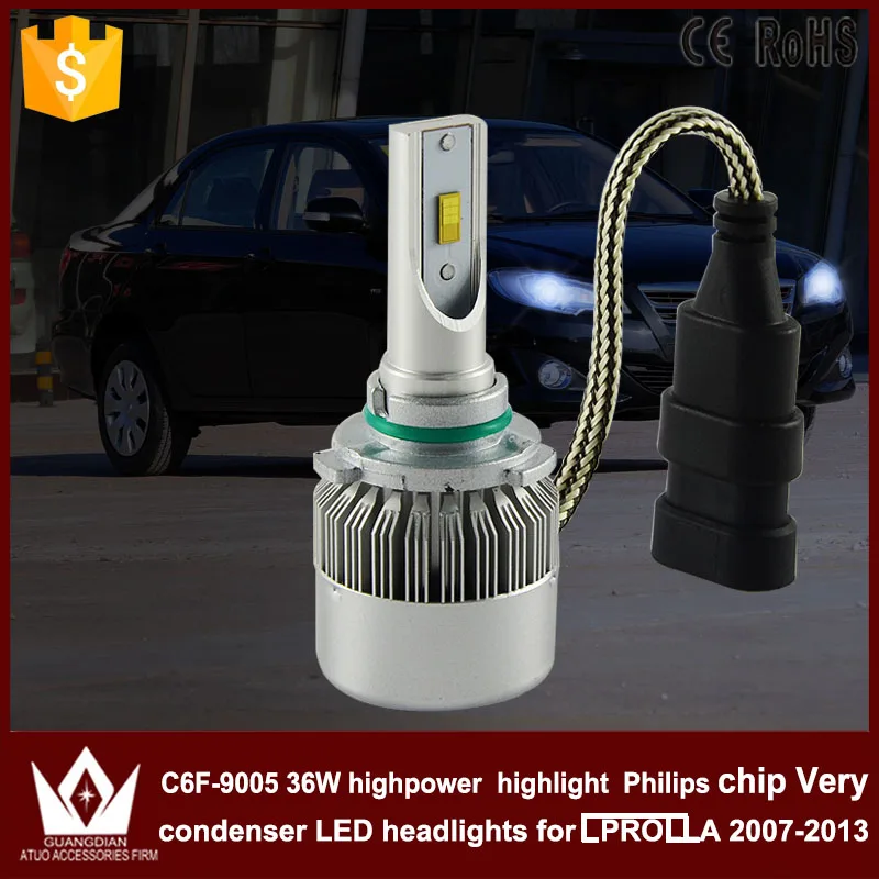 

GuangDian car accessories led light 9005 Headlight Auto Head lamps HB3 high beam C6F 6000K white For Toyota Corolla 2007-2013