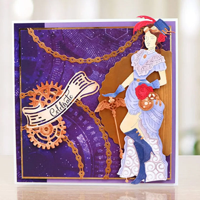 2PCS Lady Dowager Metal Cutting Dies Stencils For DIY Scrapbooking Decorative Embossing Suit Paper Cards Die Cutting Template