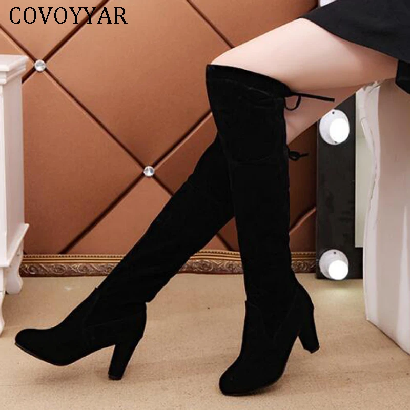 

COVOYYAR 2019 Winter Autumn Heeled Boots Women Slim Thigh High Over The Knee Boots Fashion Women Shoes Big Sizes 35-43 WBS308