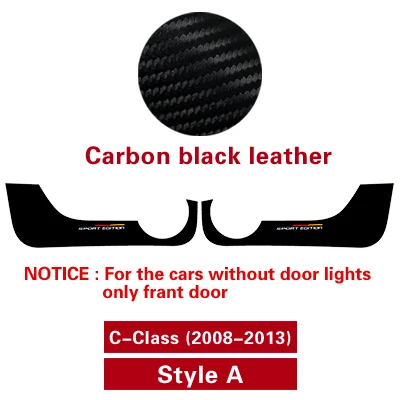 TPIC Автомобильная дверь анти-удар колодки наклейки ультра-тонкая кожа ПВХ защита двери боковой край пленка для Mercedes w204 w205 w213 C E класс - Название цвета: Style A Carbon black