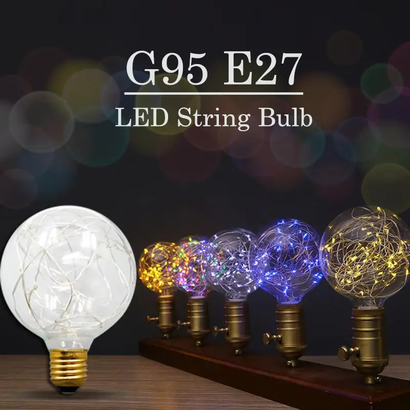 G95 Винтаж Led E27 110 v 220 для декора Ретро строка Волшебные светодиодные фонарики