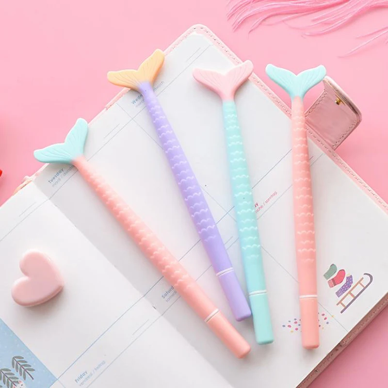 

4 Pcs/set Kawaii Colorful Dream Mermaid Gel Pens Black Ink Signature Pens for Writing Gift Stationery Office School Supplies