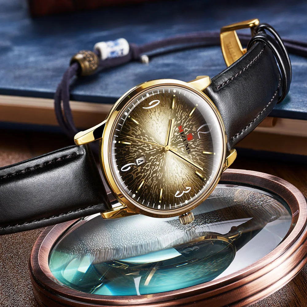 mizums Mens business Watches Top Brand Luxury soft leather Men Watch Waterproof Sport Watch Men Male Clock Man Wristwatch silver gold steel case creative design (17)