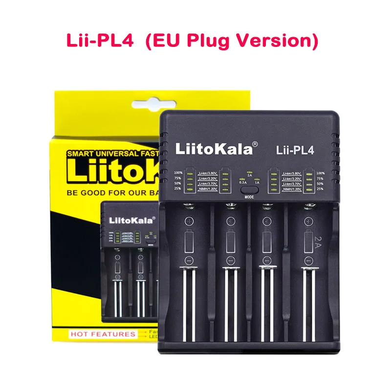 LiitoKala Lii-PL4 Lii-PD4 S1 зарядное устройство со светодиодный для 18650 26650 21700 18350 AAA 3,7 V/3,2 V/1,2 V/1,5 V/V литиевая NiMH батарея - Цвет: Lii-PL4 EU Plug