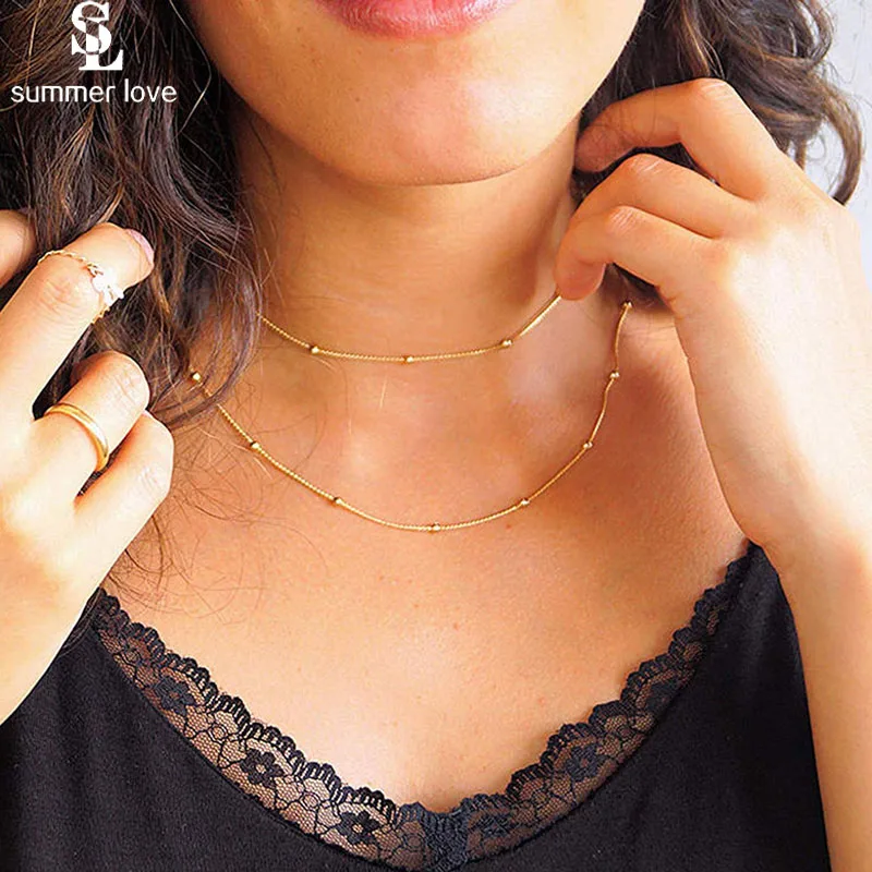 

2019 New Fashion Multi Layer Clavicle Chain Trendy Gold Color Choker Necklace for Women Summer Boho Jewelry Collier Femme