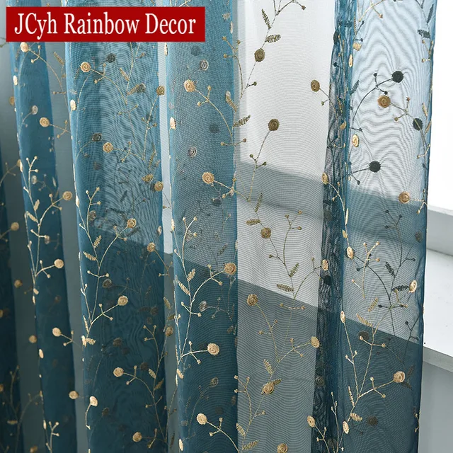 Cheap Luxury Embroidered Leaves Tulle White Sheer Curtain For Window Organza Cheap Curtains For Living Room Door Curtain Solid Blue Cheap Luxury Embroidered Leaves Tulle White Sheer Curtain For Window Organza Cheap Curtains For Living Room Door Curtain Solid Blue