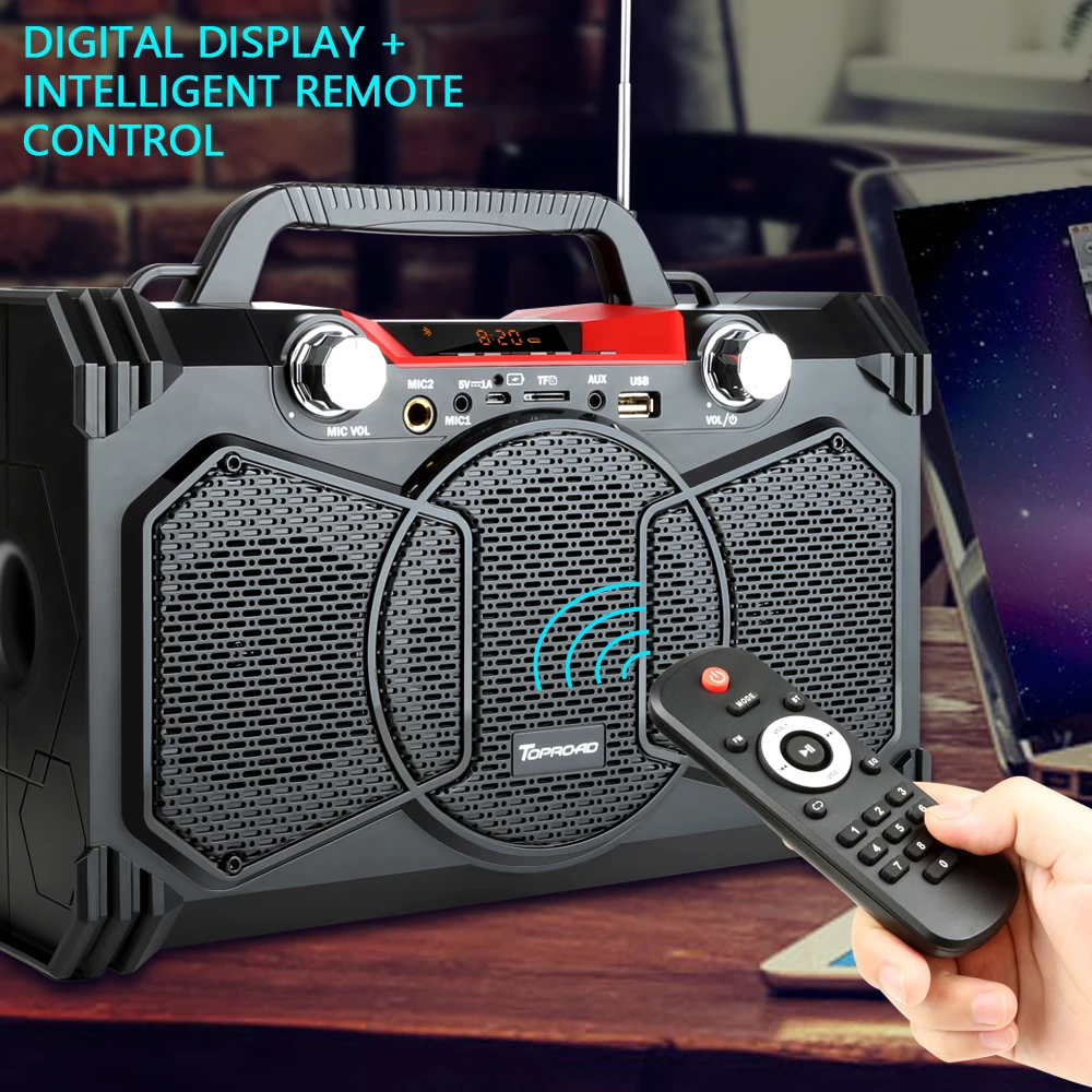 TOPROAD портативный Bluetooth динамик 30 Вт тяжелый бас стерео беспроводные вечерние s поддержка микрофон дистанционное управление FM радио TF