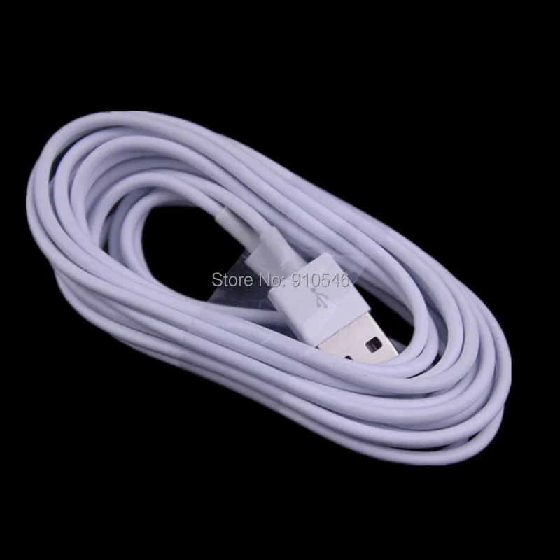  200pcs/lot 3M 10FT 8pin to USB Cable 2.0 Adapter cords for iPhone 6 5 5s 5c ios9 iPod Touch 5 iPod ipad white color 