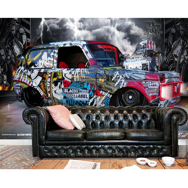 Us 885 41 Di Scontobeibehang Caffè Graffiti Murale Carta Da Parati 3d Stereo Auto Graffiti Pittura Murale Grande Ktv3d Soggiorno Sfondo Muro Di