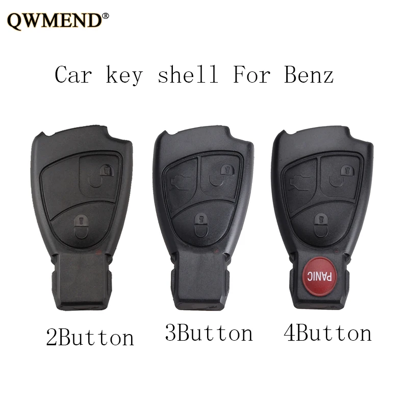 

QWMEND 2/3/4 Buttons Car Remote Key shell Fob For Mercedes Benz B C E S ML SLK CLK Class 1998-2010 Car key shell Replacement