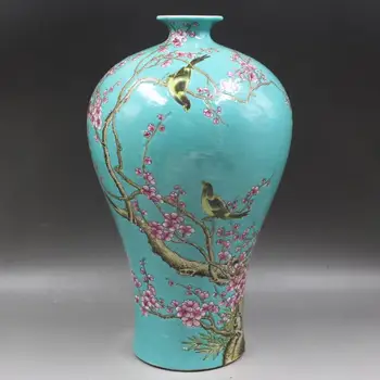 

Antique QingDynasty porcelain vase,Greenland pastels beaming Bottle,Handicrafts,best collection&adornment, Free shipping