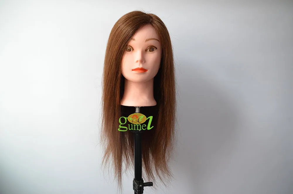 Free Shipping 24" Long Human Natural Hair Head With Hair Training Hair