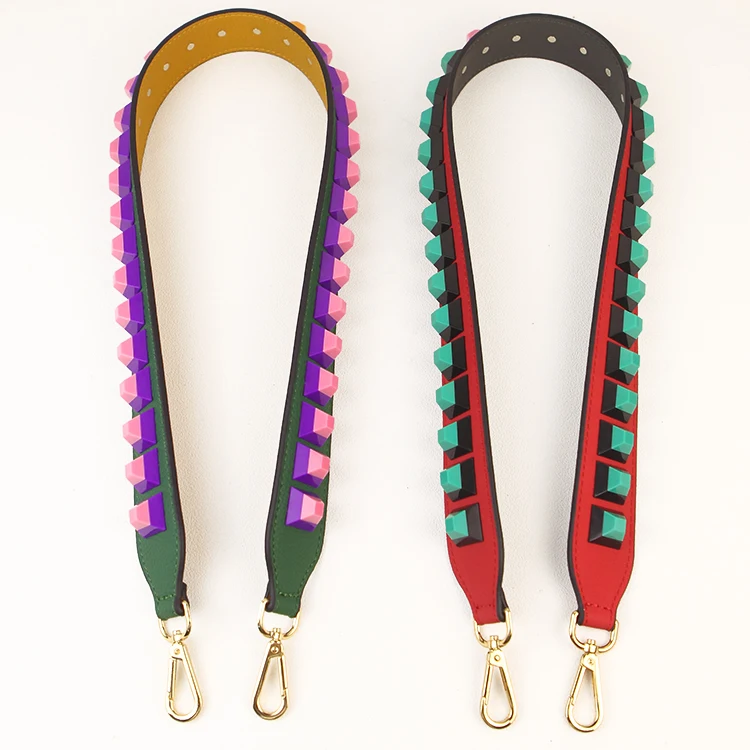 

Personalized fashion red & green rivet handbags belts women bags strap women bag accessory bags parts pu leather bag belts
