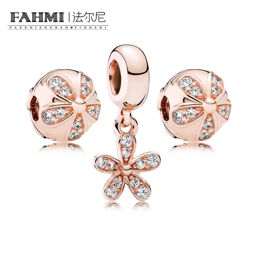 

FAHMI 100% 925 Sterling Silver Rose Dazzling Daisy Charm Pack fit charms original Bead jewelry A Set